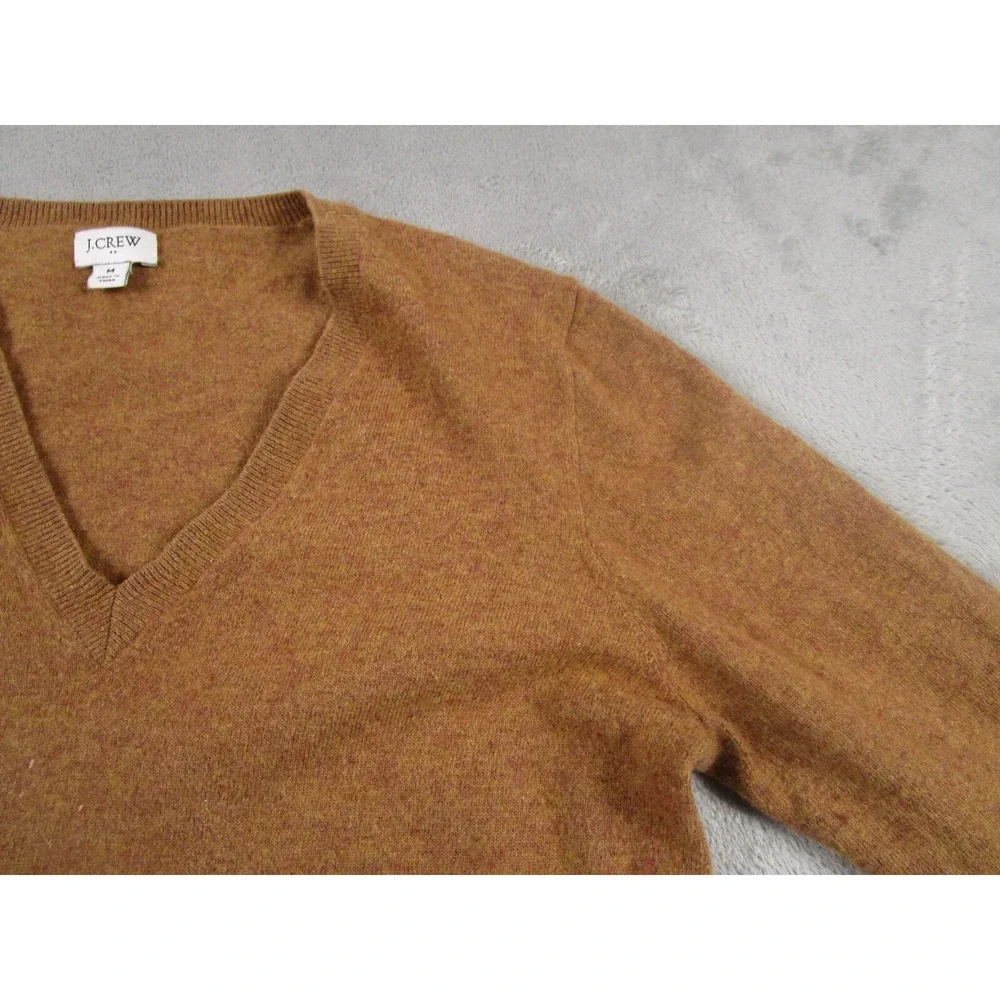 J Crew Top‎ Womens Medium Brown V Neck Wool Blend Preppy Modern